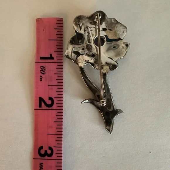 Judith Jack marcasite and sterling brooch with amethyst center. Vintage. - Picture 3 of 9